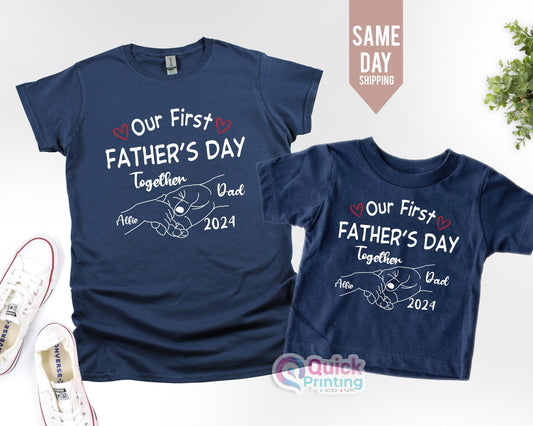 Personalized First Father's Day Shirt: Matching Dad & Baby Outfit