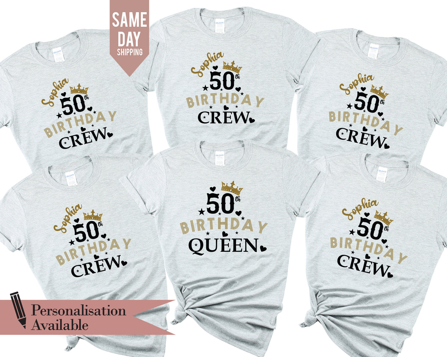 Custom Birthday Queen And Crew Tee Shirt, 1975 Group Shirts, Personalized 50th Birthday Queen T Shirt,40th Birthday Queen Your Name On Shirt