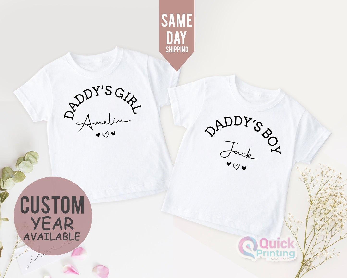 Daddy & Daddy's Boy Daddys Girl College Matching T-Shirts, Dad Son Match Gifts for Boys, Gifts for Dad, Father's Day Gifts 2026