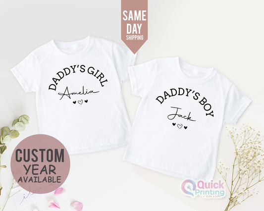 Daddy & Daddy's Boy Daddys Girl College Matching T-Shirts, Dad Son Match Gifts for Boys, Gifts for Dad, Father's Day Gifts 2026