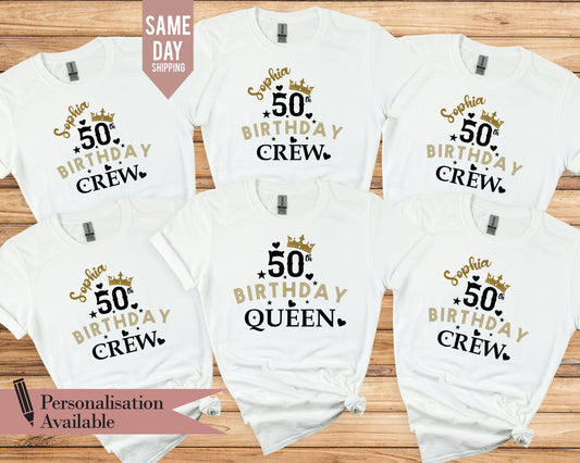 Custom Birthday Queen And Crew Tee Shirt, 1975 Group Shirts, Personalized 50th Birthday Queen T Shirt,40th Birthday Queen Your Name On Shirt
