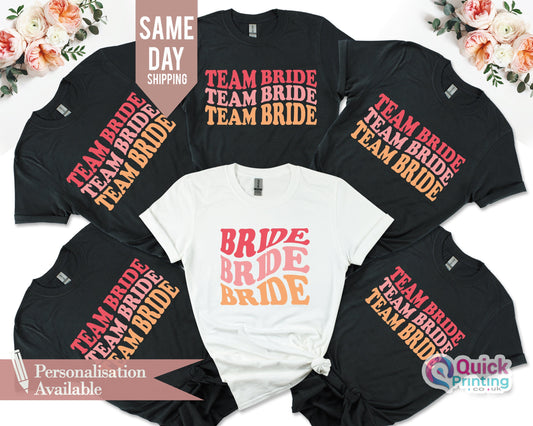 Bachelorette Party Shirts: Bride & Team Bride Rose Gold Tees