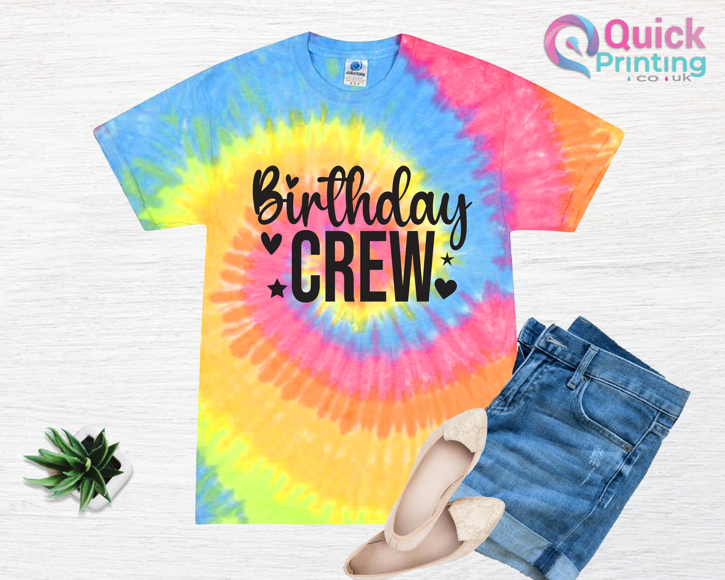 Rainbow Tie Dye Birthday Girl Shirt: Custom Age Party Tee