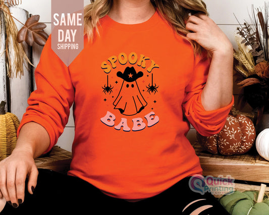 Spooky Babe Halloween Sweatshirt: Unisex Ghost Jumper