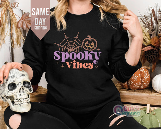 Spooky Vibes Halloween Sweatshirt: Unisex Fall Jumper