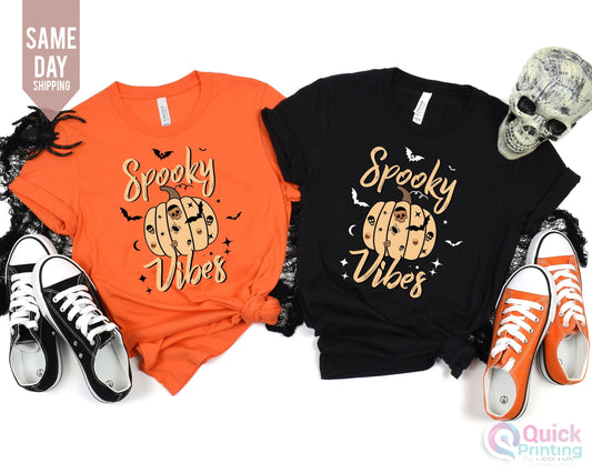 Spooky Vibes shirt, Halloween Leopard shirt,Funny Halloween shirt, Halloween shirt,Spooky tshirt, trick or treat, kids halloween shirt top