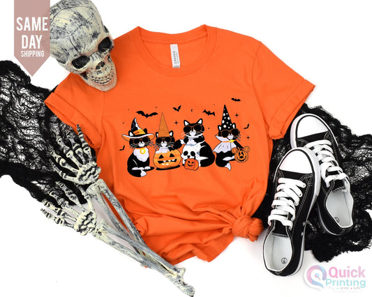 Halloween Cat Tshirt, Fall Shirt, Halloween Cat Shirt, Cat Tshirt, Black Cat Shirt, Fall Clothing, Halloween Gifts for Cat Lover, Scary Cat