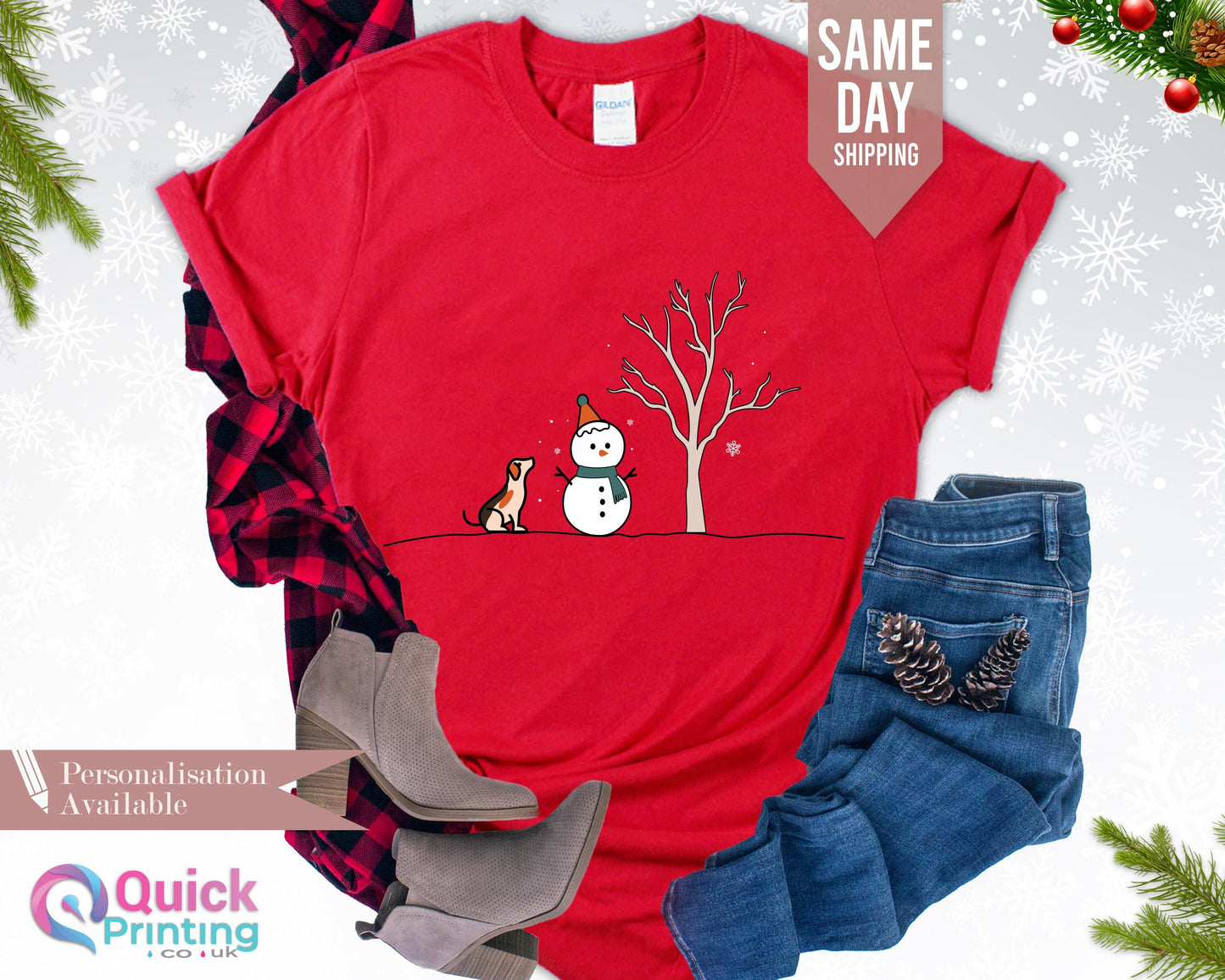 Christmas Snowman T-Shirt: Family Holiday Crewneck