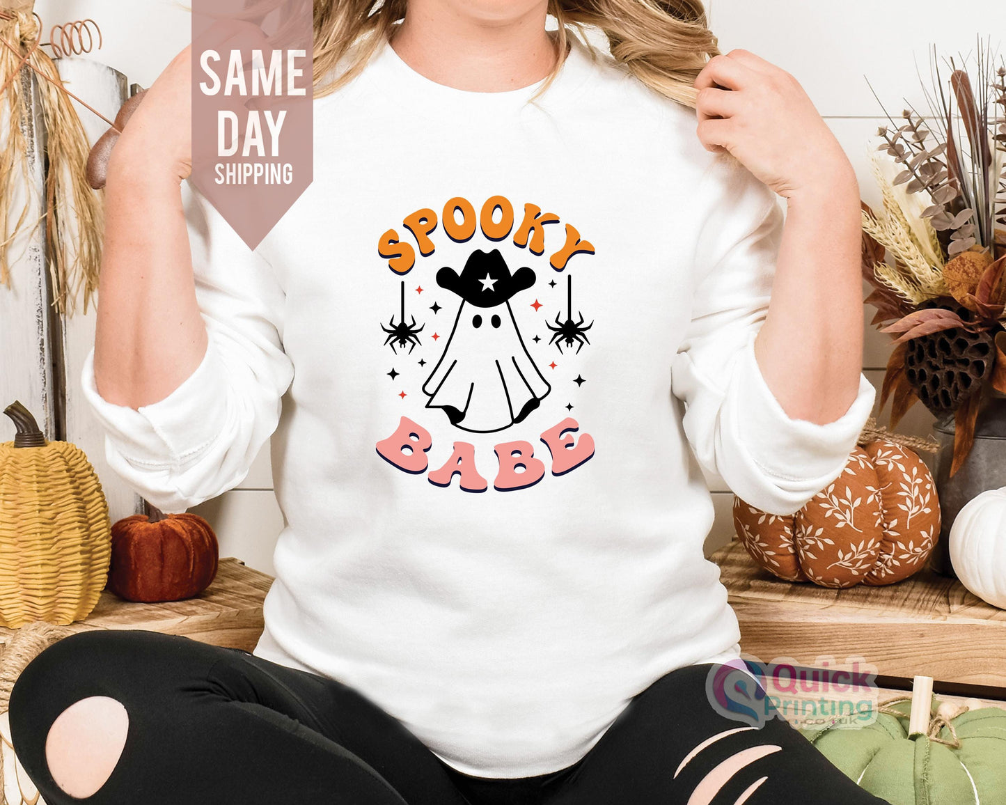 Spooky Babe Halloween Sweatshirt: Unisex Ghost Jumper