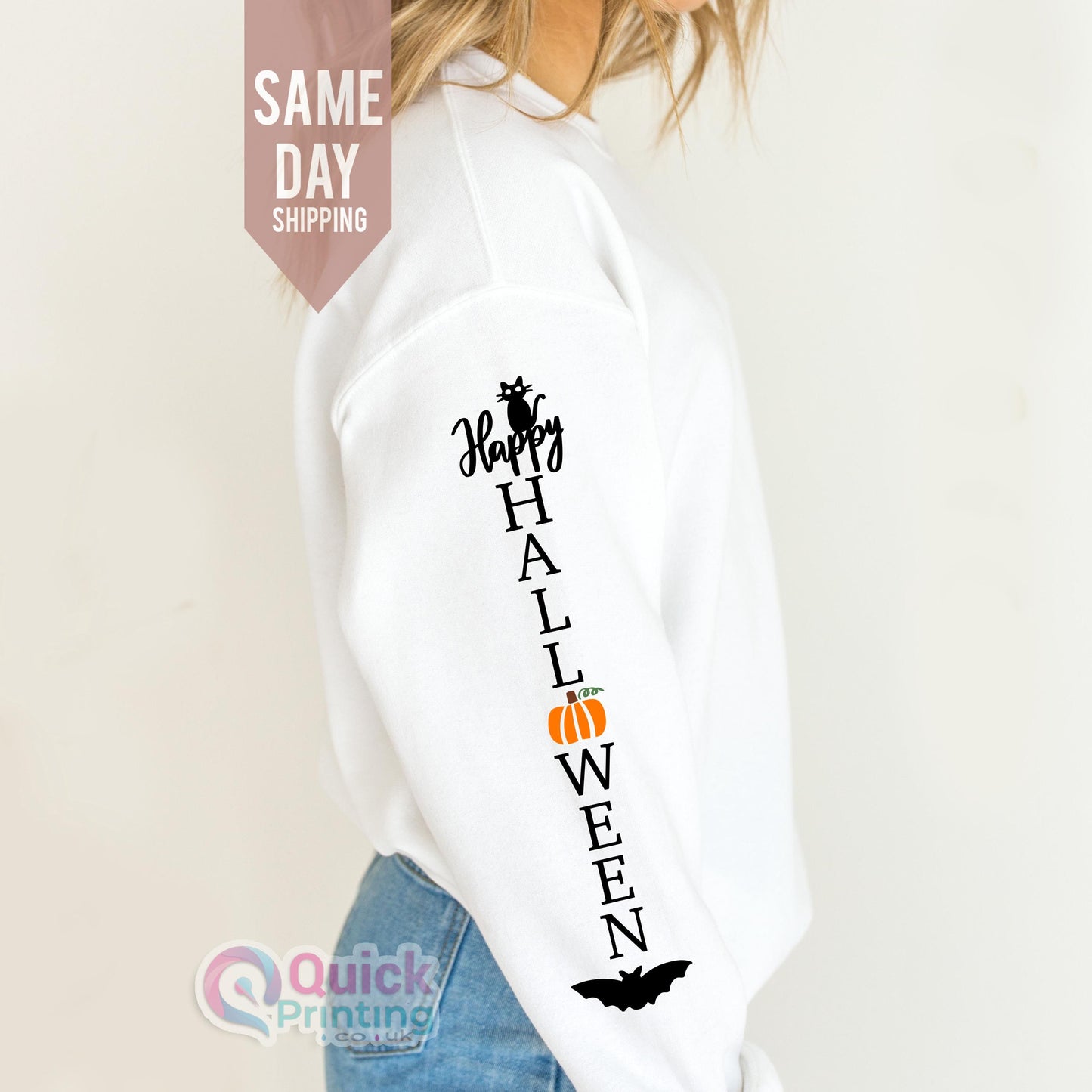 Happy Halloween Sleeve Sweatshirt: Spooky Season Jumper