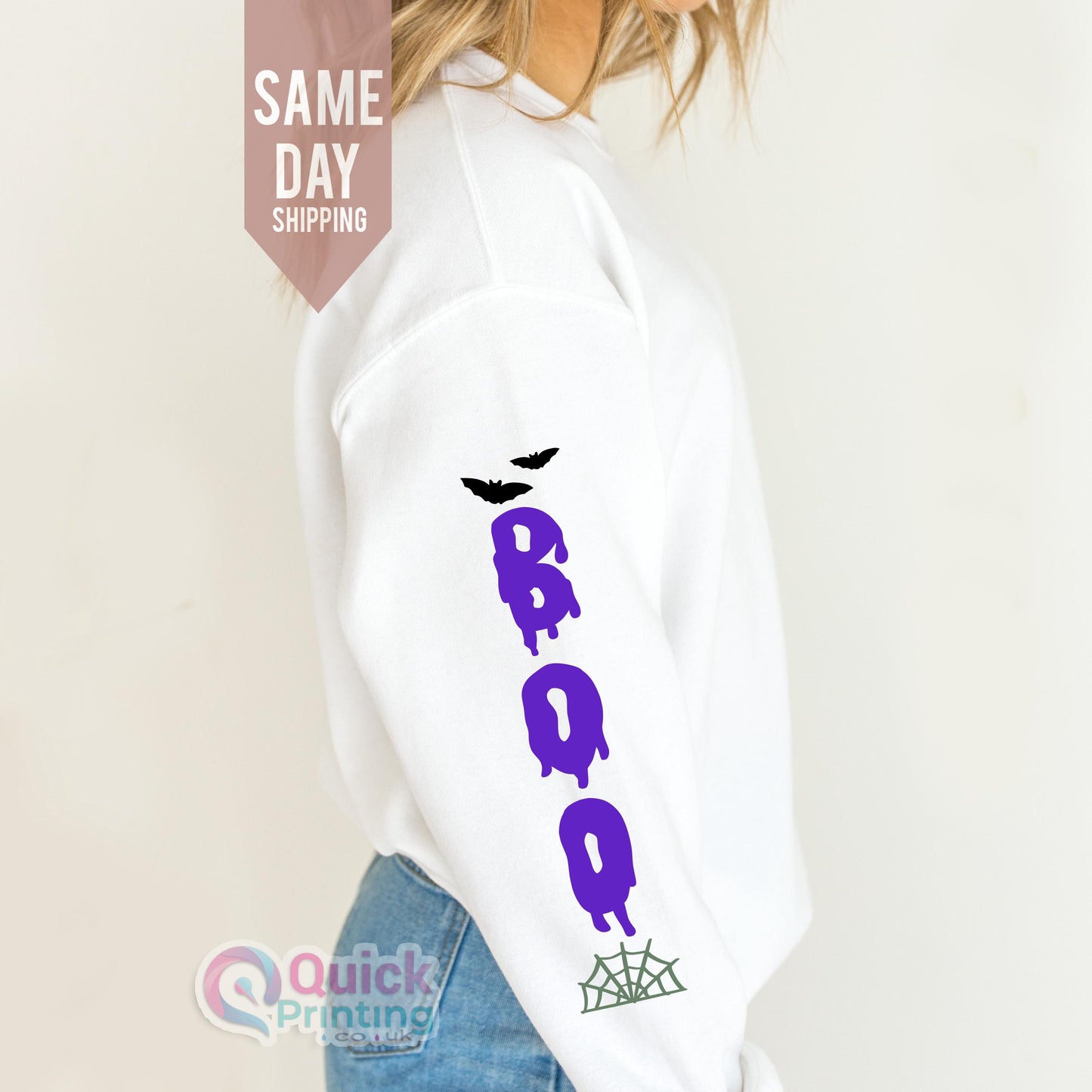 Boo Sleeve Sweatshirt, Cute Fall Sweatshirts for Women, Hello Pumpkin Gildan, Halloween Sweatshirts For Women, Autumn Sweatshirt