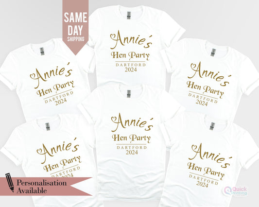 Personalized Hen Party T-Shirt: Bride To Be, Bachelorette Party