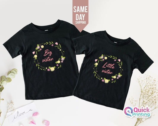Custom Big Sister Little Sister Wreath T-Shirts
