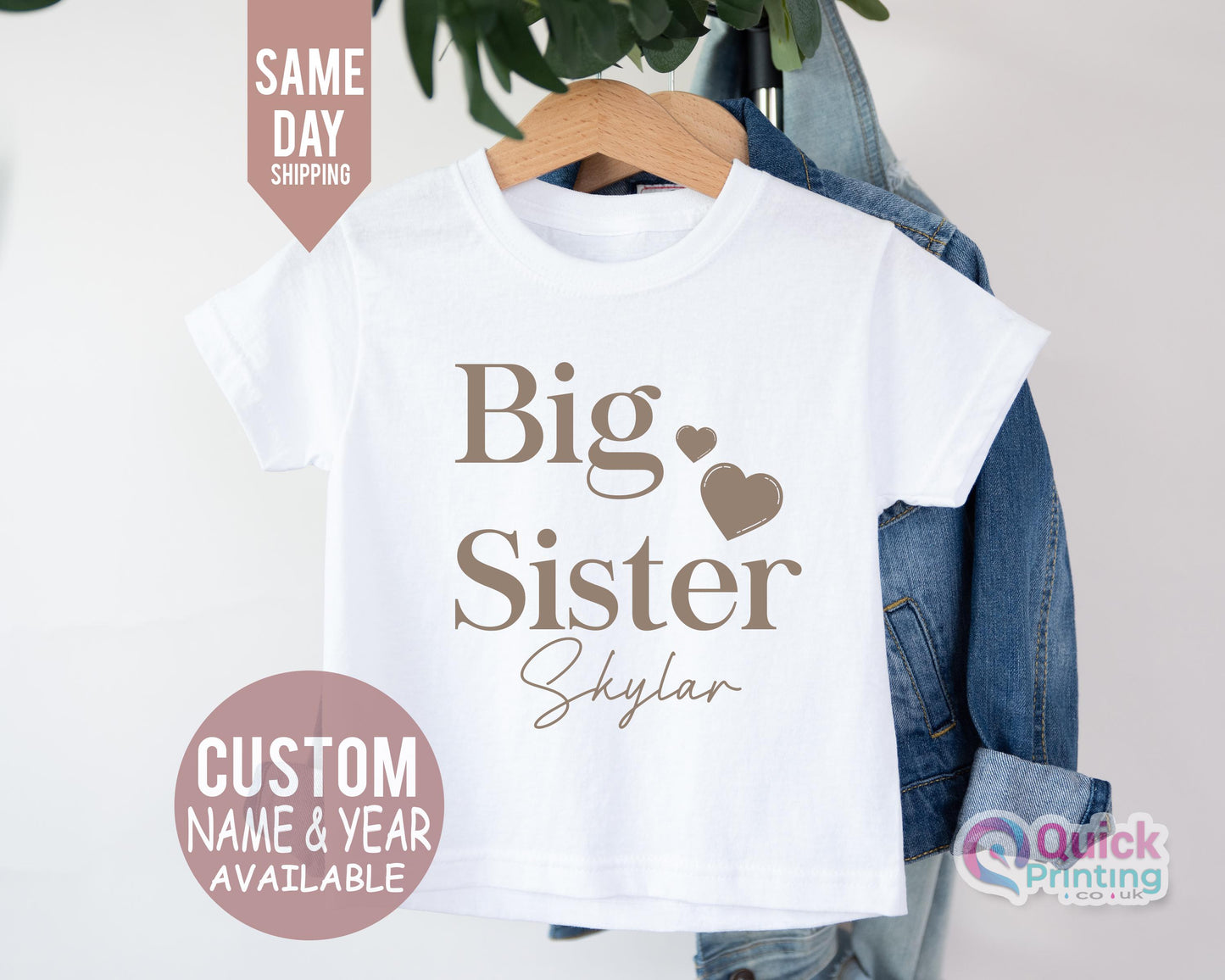 Big Sister T-Shirt: Pregnancy Announcement, Personalized Kids Top