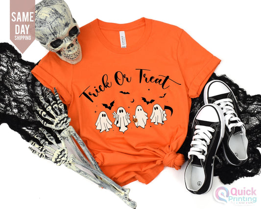 Halloween Trick or Treat Tshirt, Halloween Trick-Or-Treat Top, Ghoast Tshirt, Spooky Season Shirt, Funny Halloween Shirt, Halloween Shirt