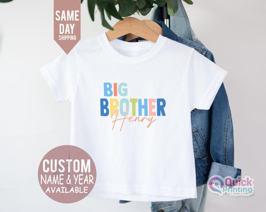 big Brother Tshirt, Custom Name Big Brother tshirt baby announcement, Revel Tshirt, personalised gift, siblings pregnancy reveal, kids tee