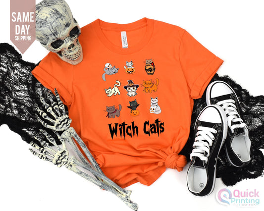 Halloween Cat T-Shirt, Happy Halloween Tshirt,  Funny Cat Shirt, Cute Cat Tee, Spooky Season Tshirt, Gift For Cat Owner,  Cat Lovers Top