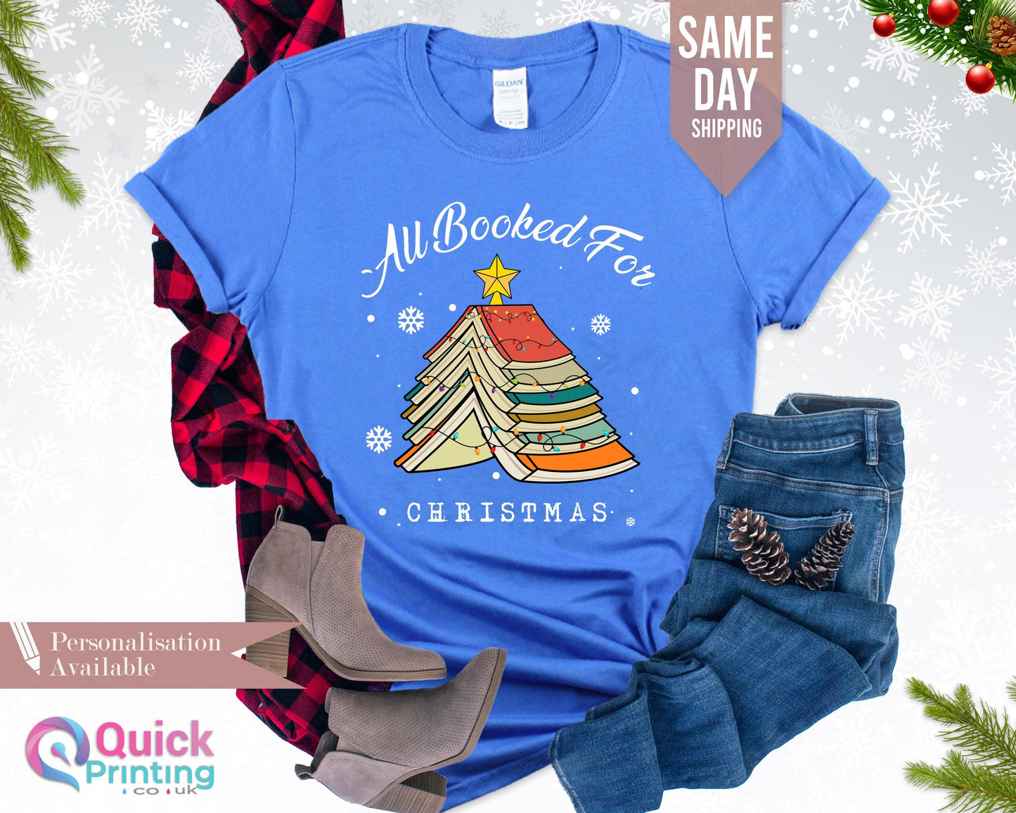 Book Tree Christmas T-Shirt: Librarian Teacher Xmas Tee