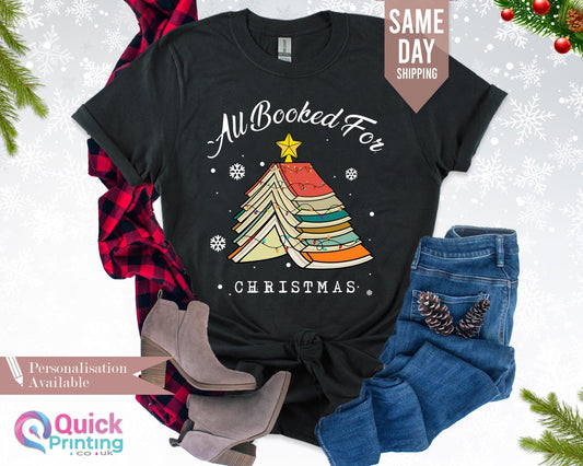 Book Tree Christmas T-Shirt: Librarian Teacher Xmas Tee