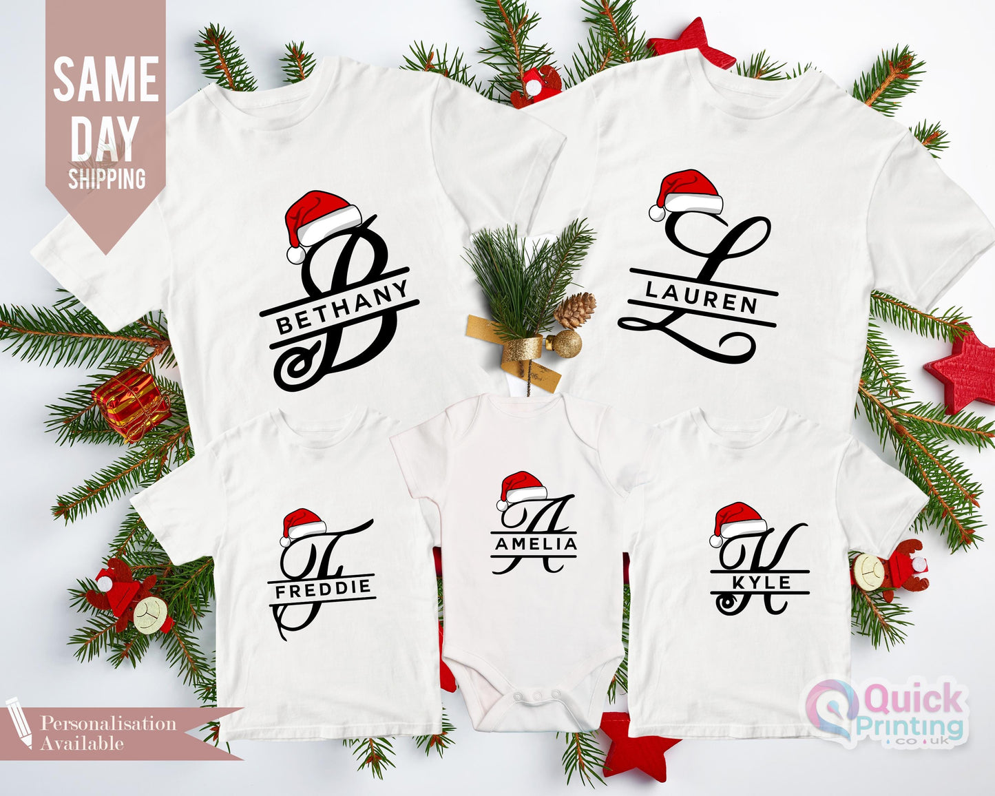 Personalized Christmas Alphabet Shirt: Family Name Xmas Tee