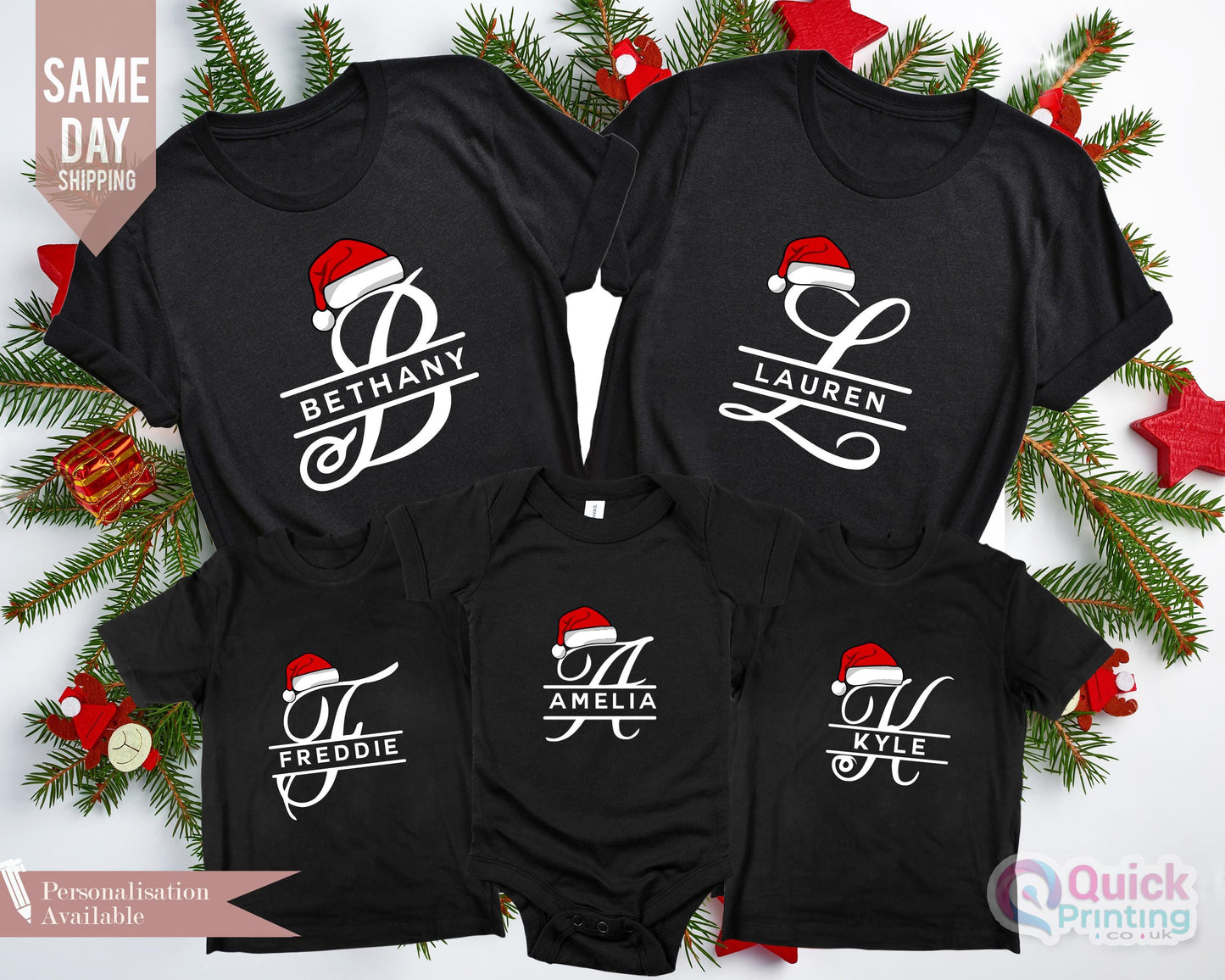 Personalized Christmas Alphabet Shirt: Family Name Xmas Tee