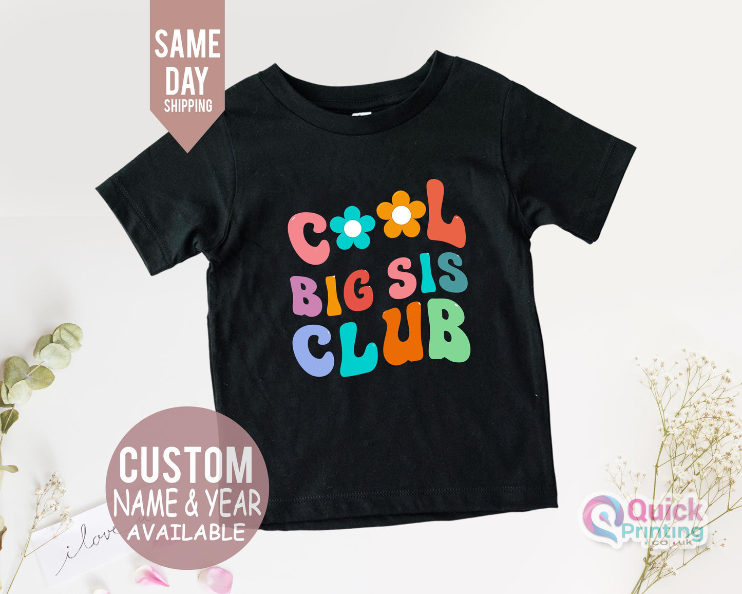 Cool Big Sis Club Tshirt, Family Matching T Shirts Romper for Big Sister and Little Sister2024,  Summer Print Cotton Short Sleeve T Shirt