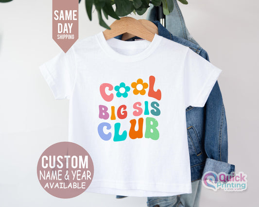 Cool Big Sis Club Tshirt, Family Matching T Shirts Romper for Big Sister and Little Sister2024,  Summer Print Cotton Short Sleeve T Shirt