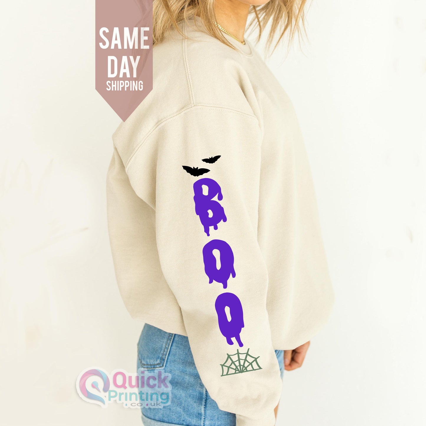 Boo Sleeve Sweatshirt, Cute Fall Sweatshirts for Women, Hello Pumpkin Gildan, Halloween Sweatshirts For Women, Autumn Sweatshirt
