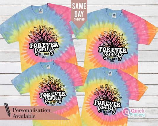 Forever family Tie Dye shirt, Family Tree Shirt, Custom Family Reunion Shirt, Family Name Matching Shirt, Personalized Family Reunion Shirt