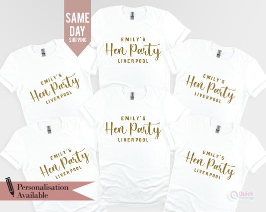 Personalized Hen Party T-Shirt: Bride To Be, Wedding Party