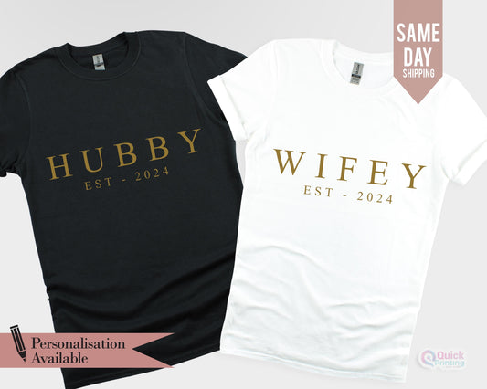 Personalized Couple T-Shirt: Custom Date Matching Tee - Engagement Gift