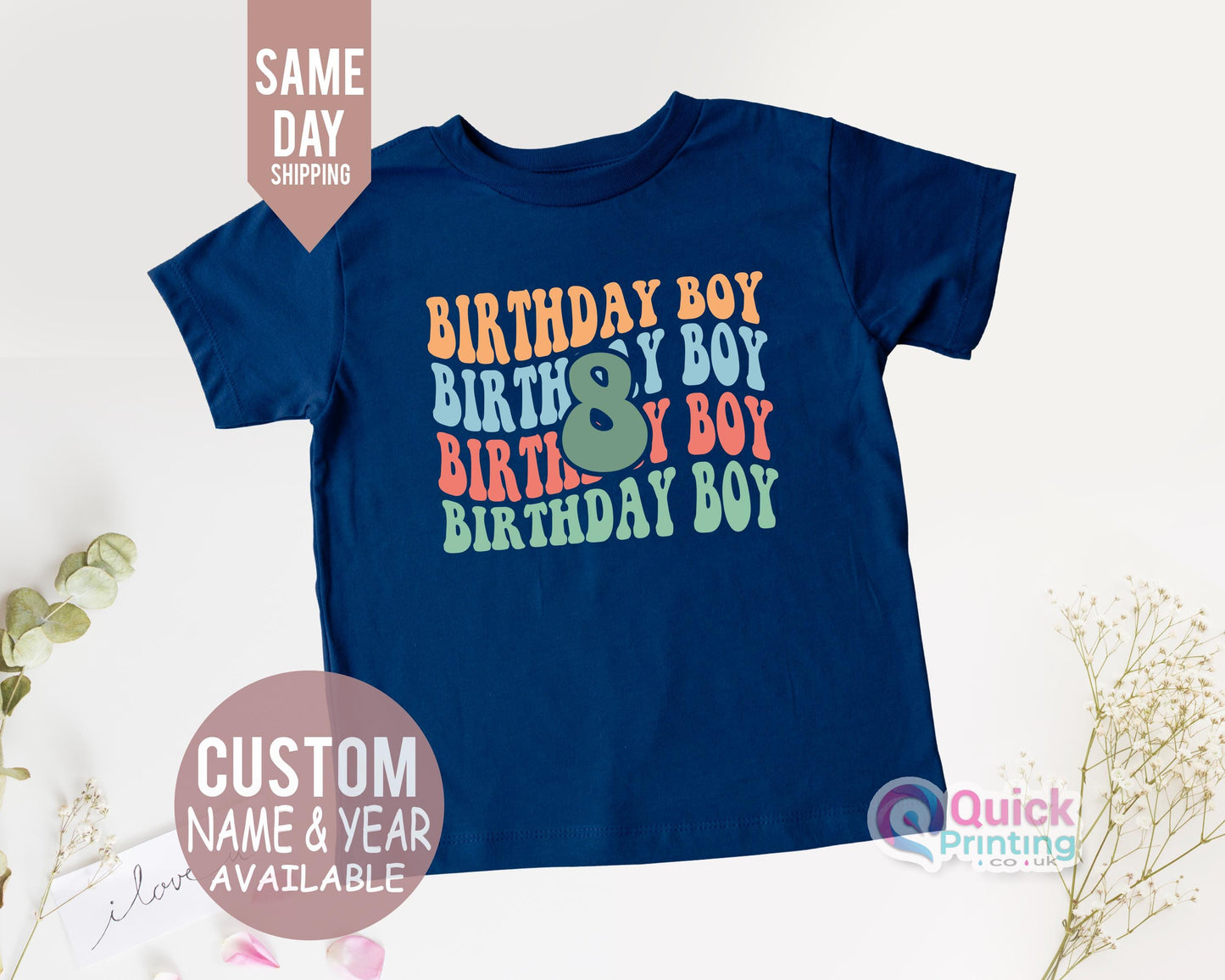 Custom Birthday Boy Shirt: Retro Number Tee, Personalized Kids T-Shirt