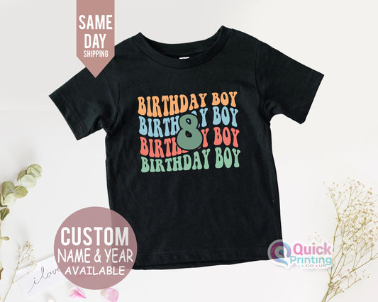 Custom Birthday Boy Shirt: Retro Number Tee, Personalized Kids T-Shirt
