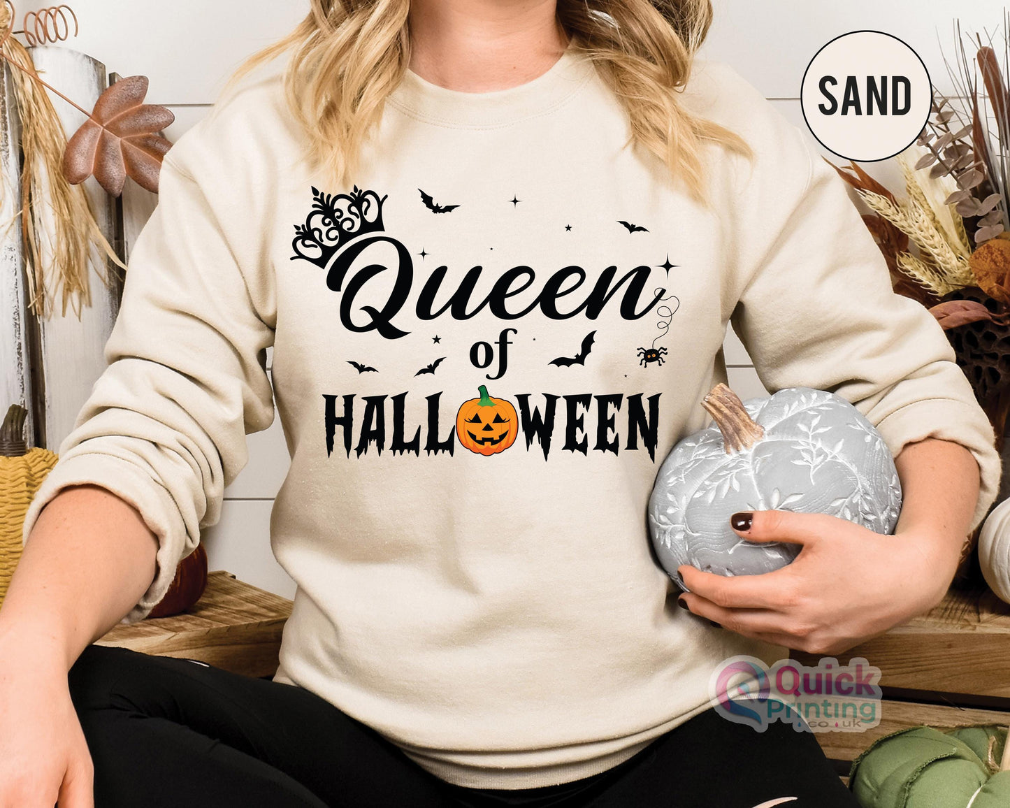 Queen of Halloween Sweatshirt: Unisex Cotton-Blend Jumper