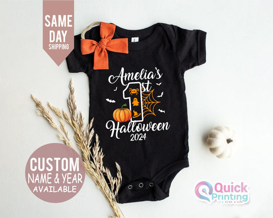 Personalised Baby's First Halloween Tshirt 2024, Halloween T-shirt, My First Halloween Baby Tshirt, Baby's 1st Halloween, My First Halloween