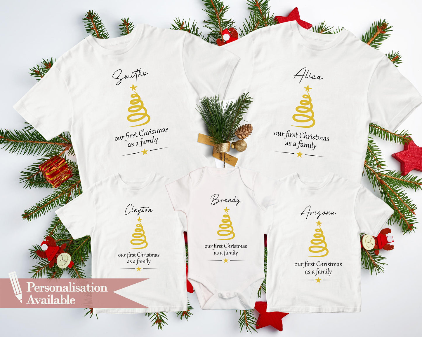 Personalized 1st Family Christmas T-Shirt: Matching Xmas Tee