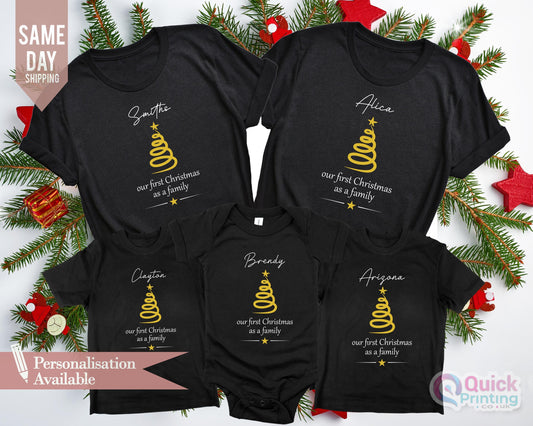 Personalized 1st Family Christmas T-Shirt: Matching Xmas Tee