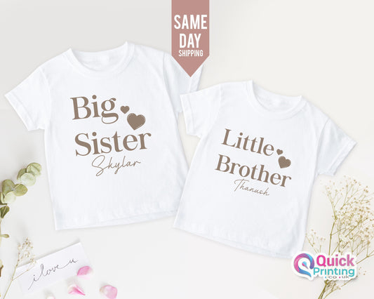 Personalized Sibling T-Shirt Set: Custom Name Matching Tees