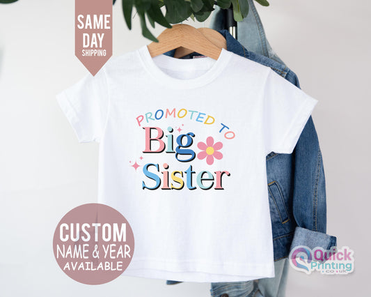 promoted to big sister Tshirt, Big sister tshirt baby announcement, personalised gift, siblings pregnancy reveal, kids tee
