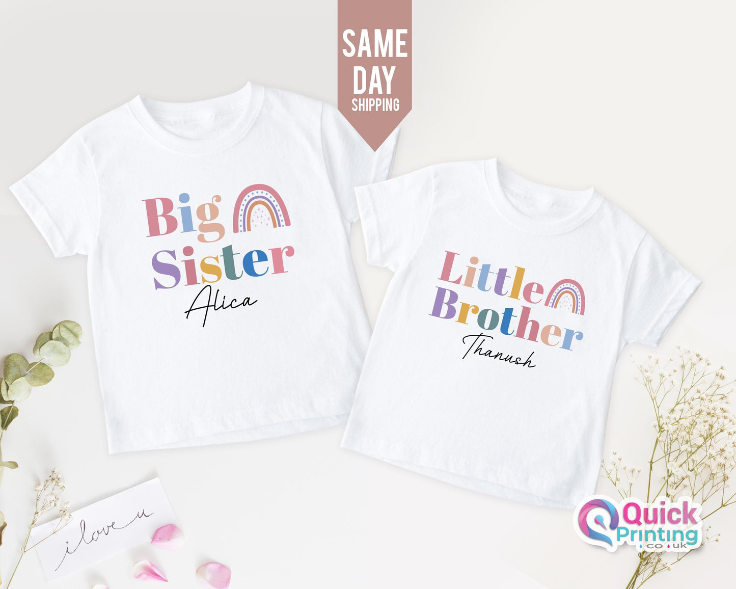 Big Sister Rainbow T-shirt: Pregnancy Announcement Shirt