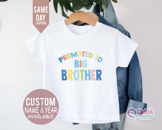 promoted to big Brother Tshirt, Big Brother tshirt baby announcement, Revel Tshirt, personalised gift, siblings pregnancy reveal, kids tee