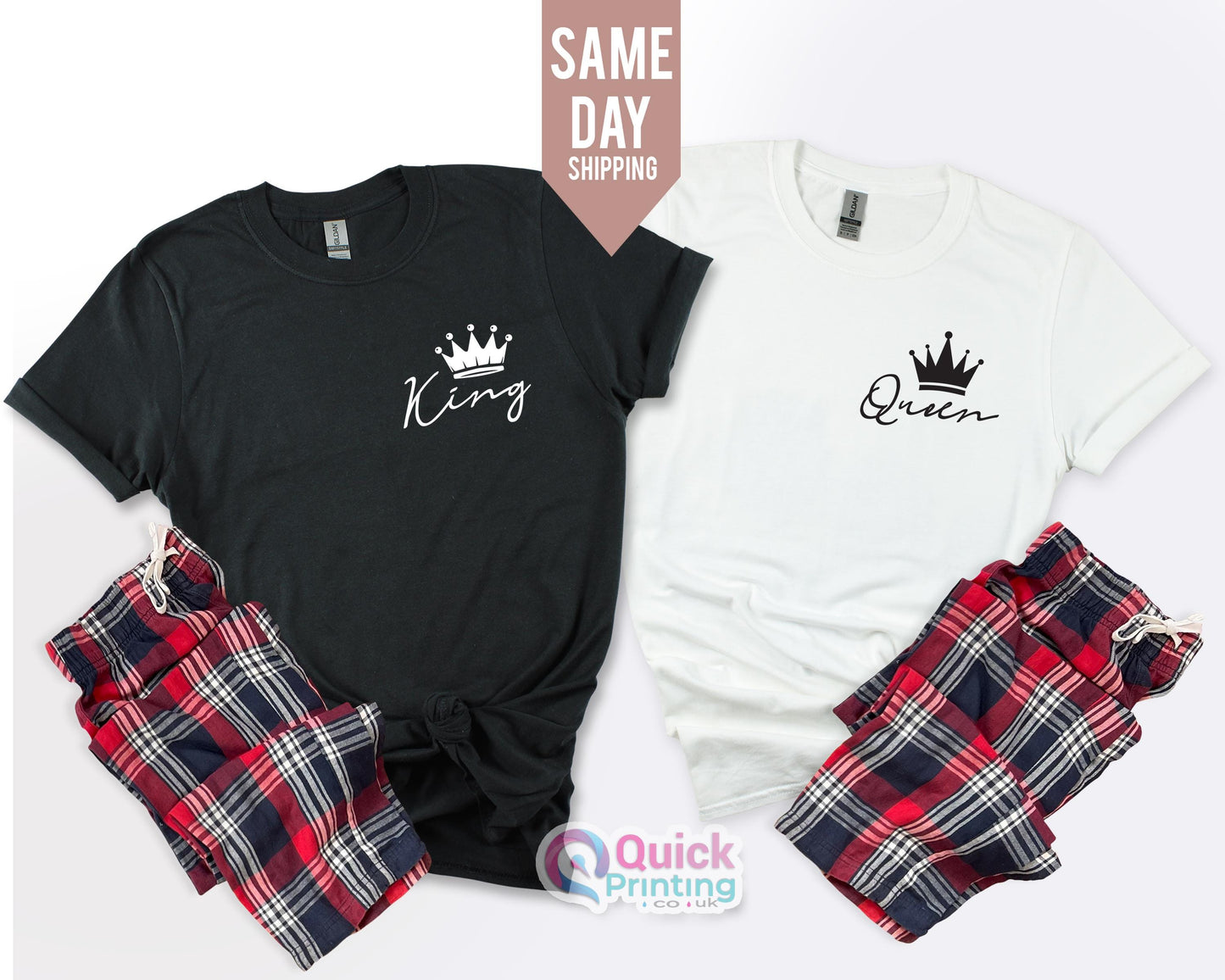 King Queen Matching Shirts: Anniversary Couple T-Shirts