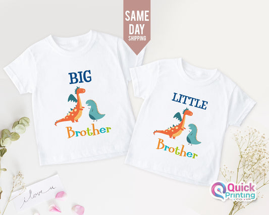 Custom Big Brother Little Brother Dinosaur T-Shirt Set