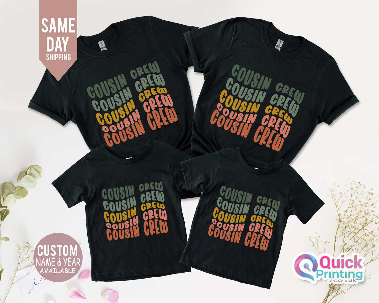 Cousin Crew T-Shirt: Matching Family Outfits, Personalized Name