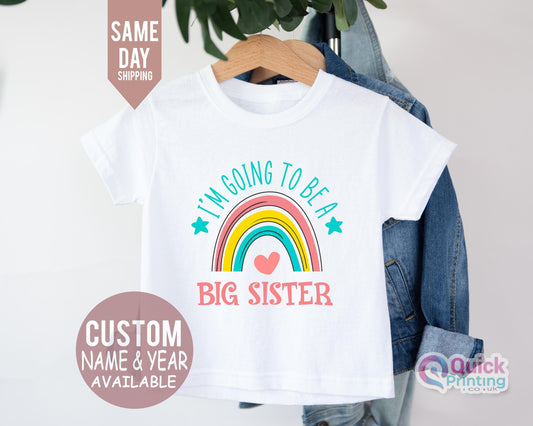 I'm Going to be a Big Sister Tshirt,  Cute Pastel Rainbow Graphics t-Shirt for Baby, Toddler or Youth, Big sister tshirt baby announcement T
