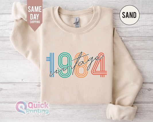 Vintage 1984 Birthday sweatshirt, 1984 birth year number shirt, Happy Birthday Sweatshirt, birthday gift for women, 40th birthday sweatshirt