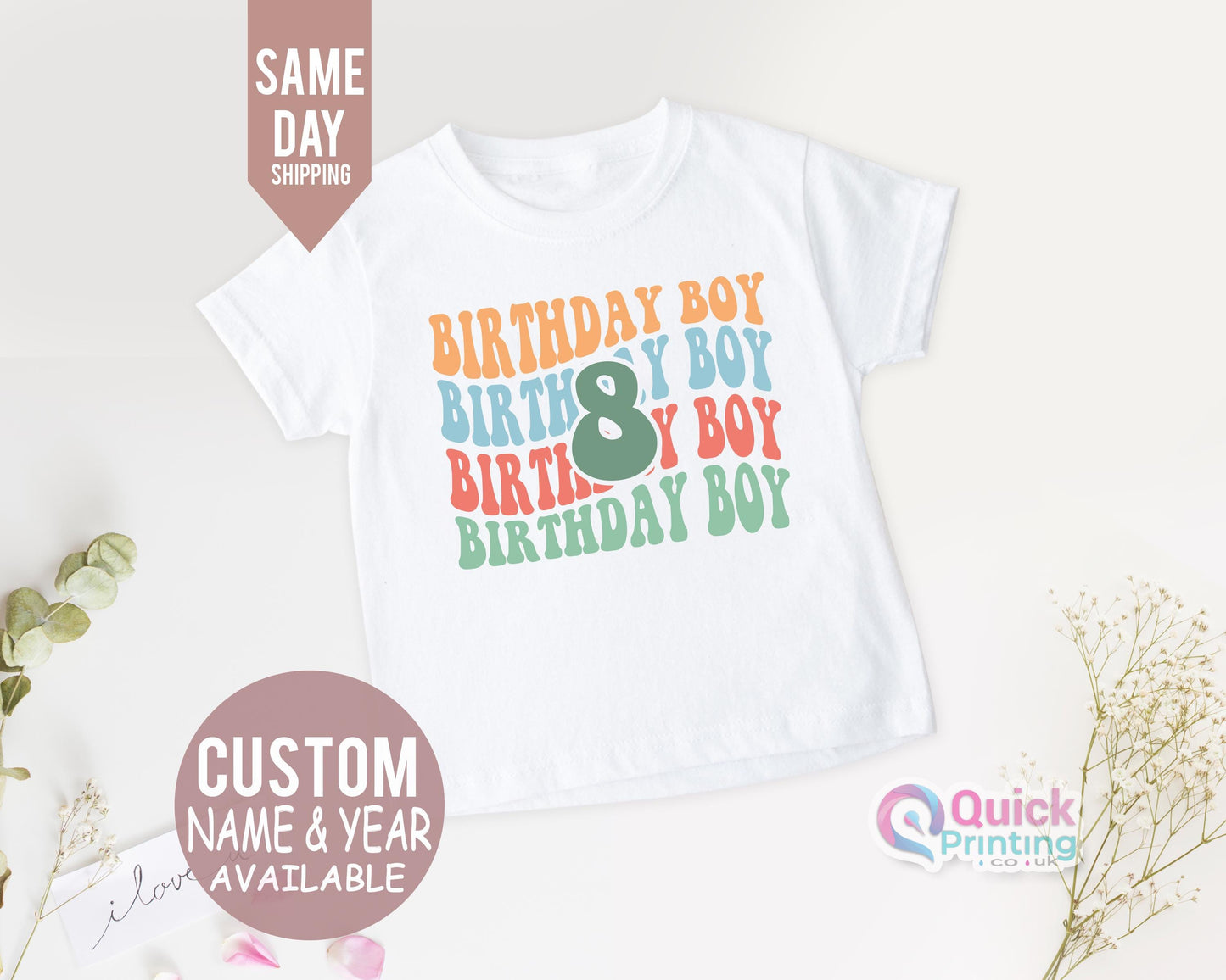 Custom Birthday Boy Shirt: Retro Number Tee, Personalized Kids T-Shirt