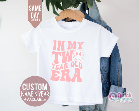 In My Two Year Old Era Tshirt, 2nd Birthday Toddler Shirt, Two Year Old Girl Bday, Second Birthday Natural, Two Year Girl Party Tshirt 2024