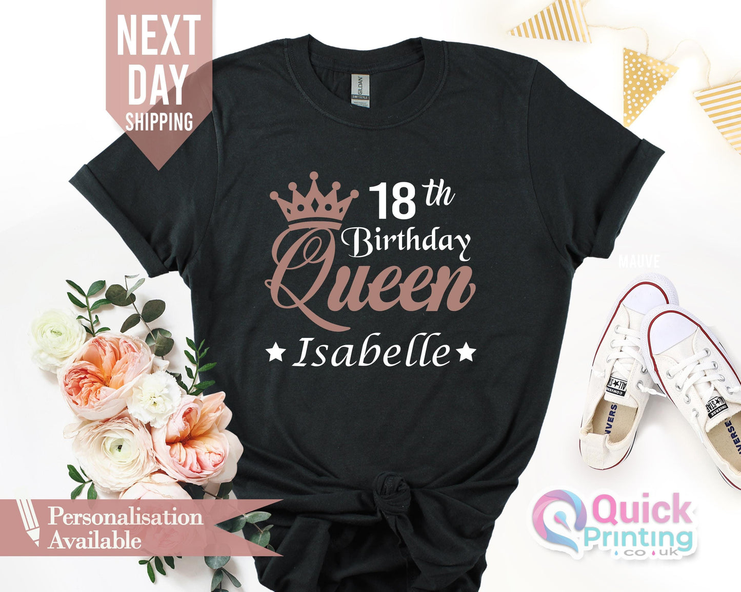 Personalised Name 18th Birthday Tshirt, Birthday Party TShirts for Ladies Girls, 18th Birthday Gift for Her, Daughter birthday Party shirts