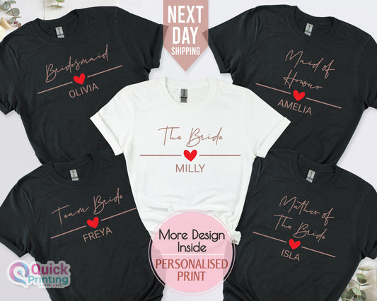Personalized Bachelorette Party Shirts: Bride & Bridal Party T-Shirts